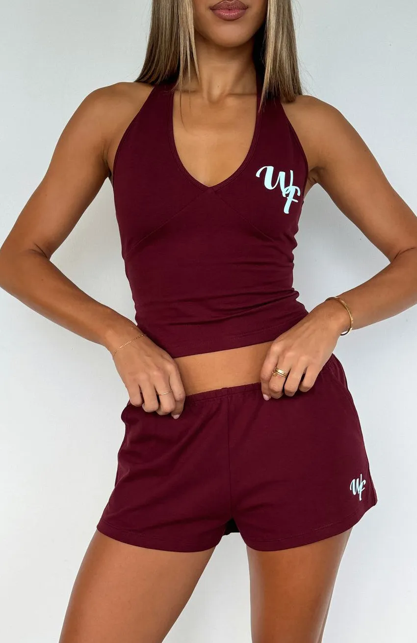 Made Me Better Relaxed Shorts Burgundy Outdoor Apparel Handmade