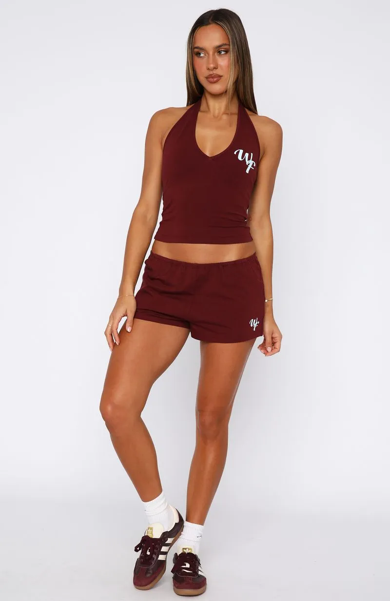 Daily Fit hospitality industry Made Me Better Relaxed Shorts Burgundy