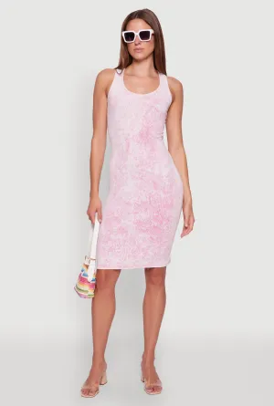 Trendy Mineral Wash Scoop Neck Racerback Tank Dress Flower Lane