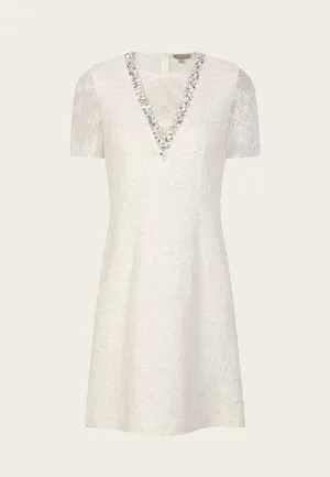 Layer Safe Camille Light Cream Lace Tweed Dress