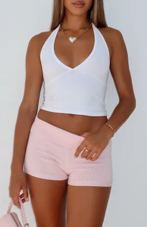 Quick Adjust Toggles Skip Town Knit Booty Shorts Baby Pink
