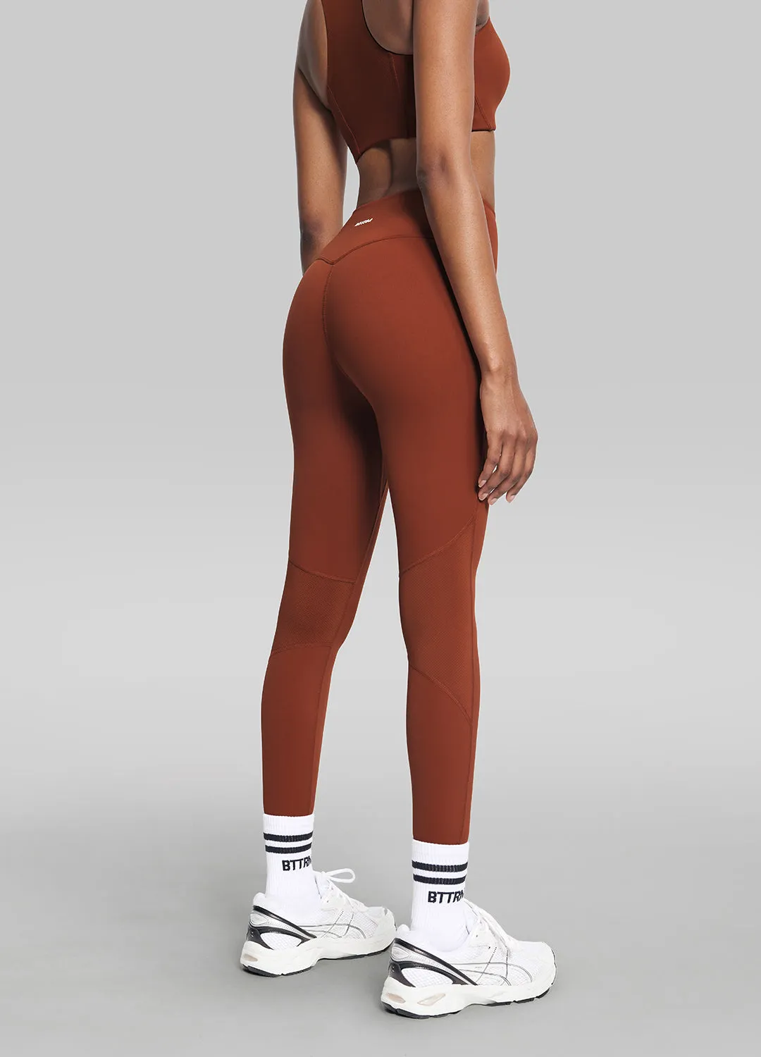 High Impact Mesh Leggings Layered Overlay Design