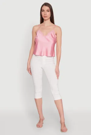 V-Neck Lace Trim Cropped Cami multi - wheel drive