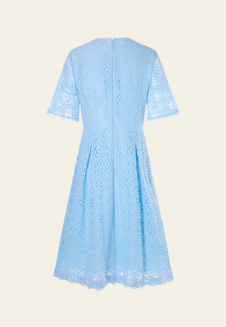 Pop-up Effect Crystal-embellished Hollow-carved Lace Dress Winter Core