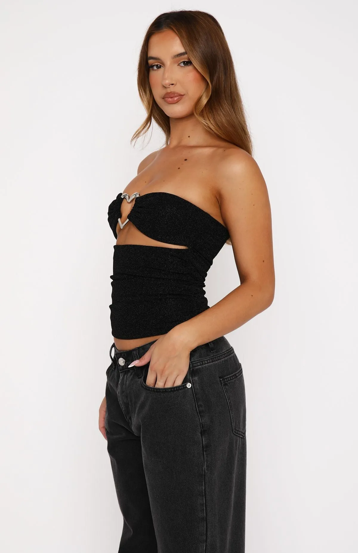 Heart Skips A Beat Bustier Black Brushed Microfiber Surface Breathable mesh