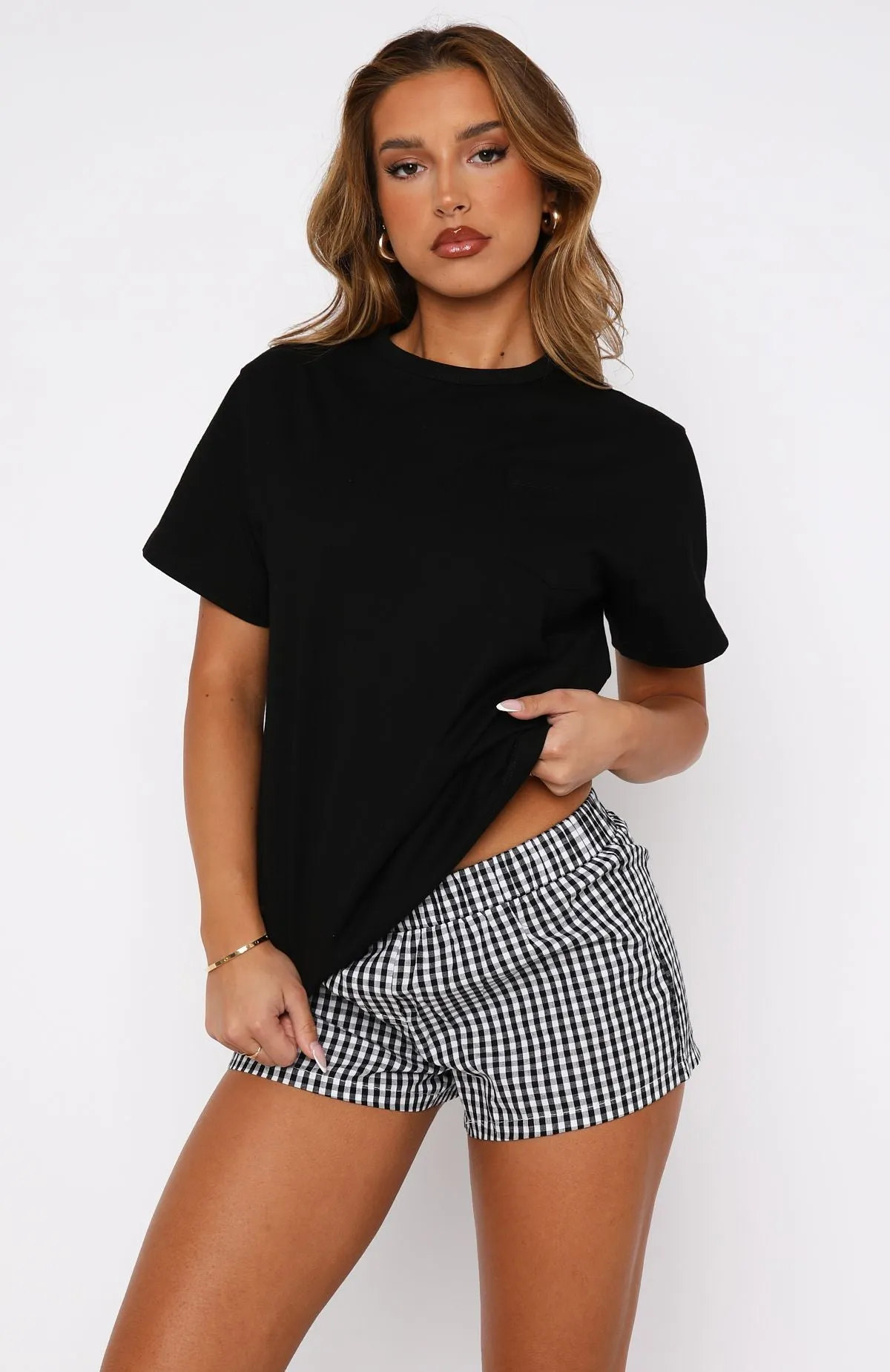 Seamless Edge Design Thought About It Shorts Black Gingham