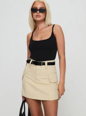 High Shine Soft Combo Tallan Utility Mini Skirt Beige