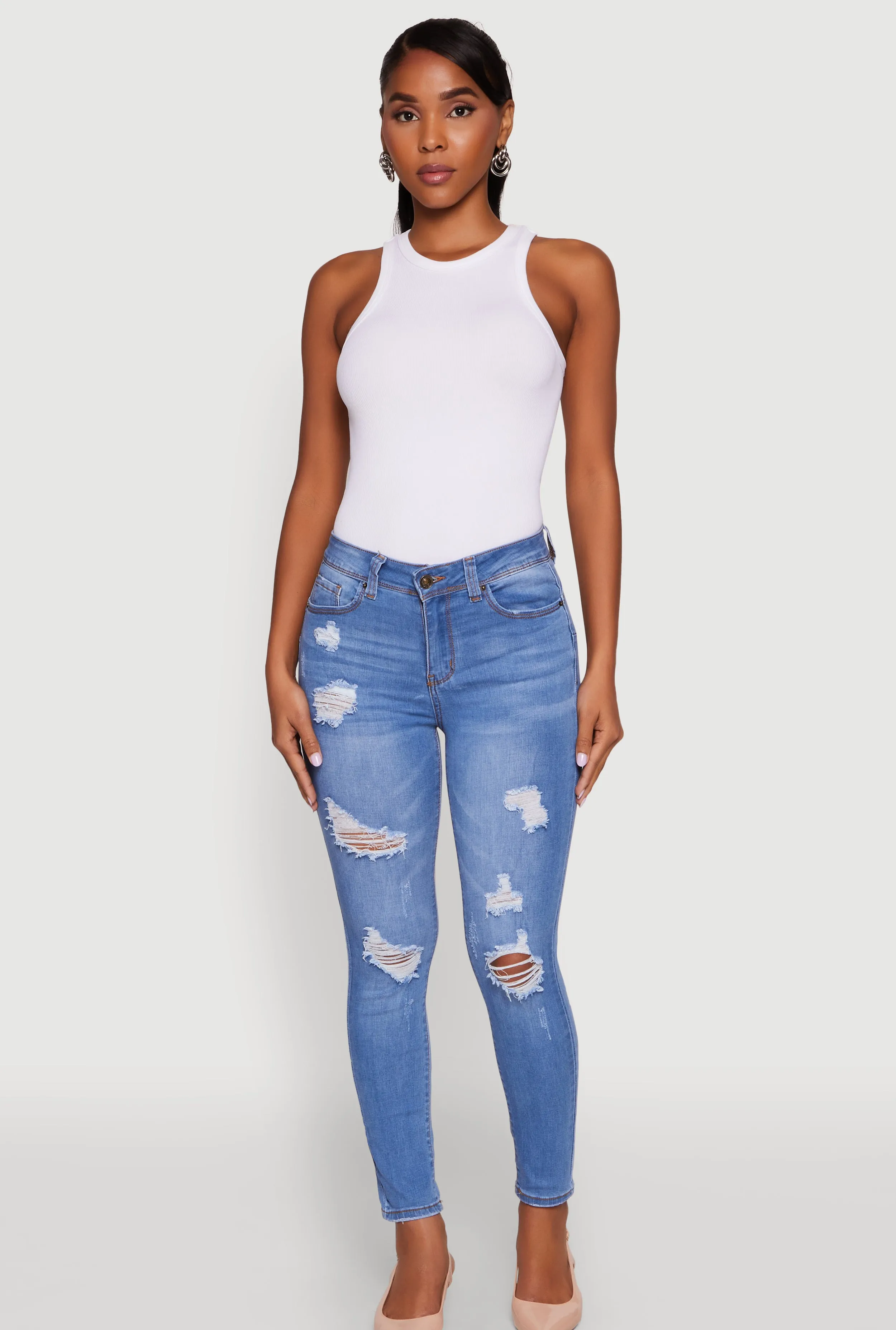 WAX Mid Rise Distressed Jeans Contemporary Vibe Teen Outfit Nature Lover Unisex Wear