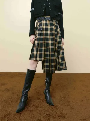 Asymmetric Plaid Skirt Holiday Travel Year Round Style
