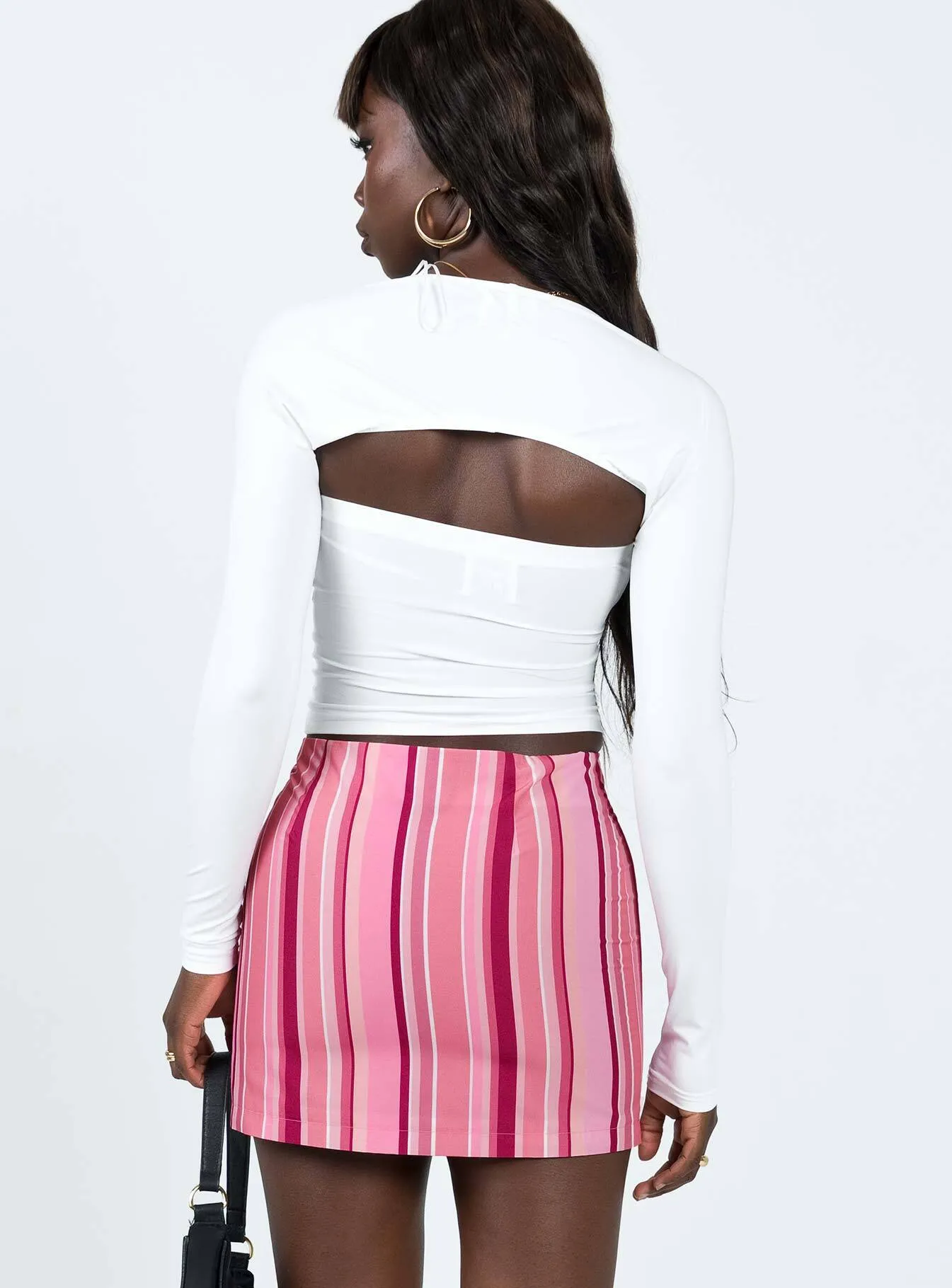 Adjustable Hem Beechwood Mid Rise Mini Skirt Pink