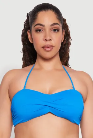 Plus Size Convertible Twist Front Swim Bikini Top Moisture Wicking Texture Low Profile Fastener