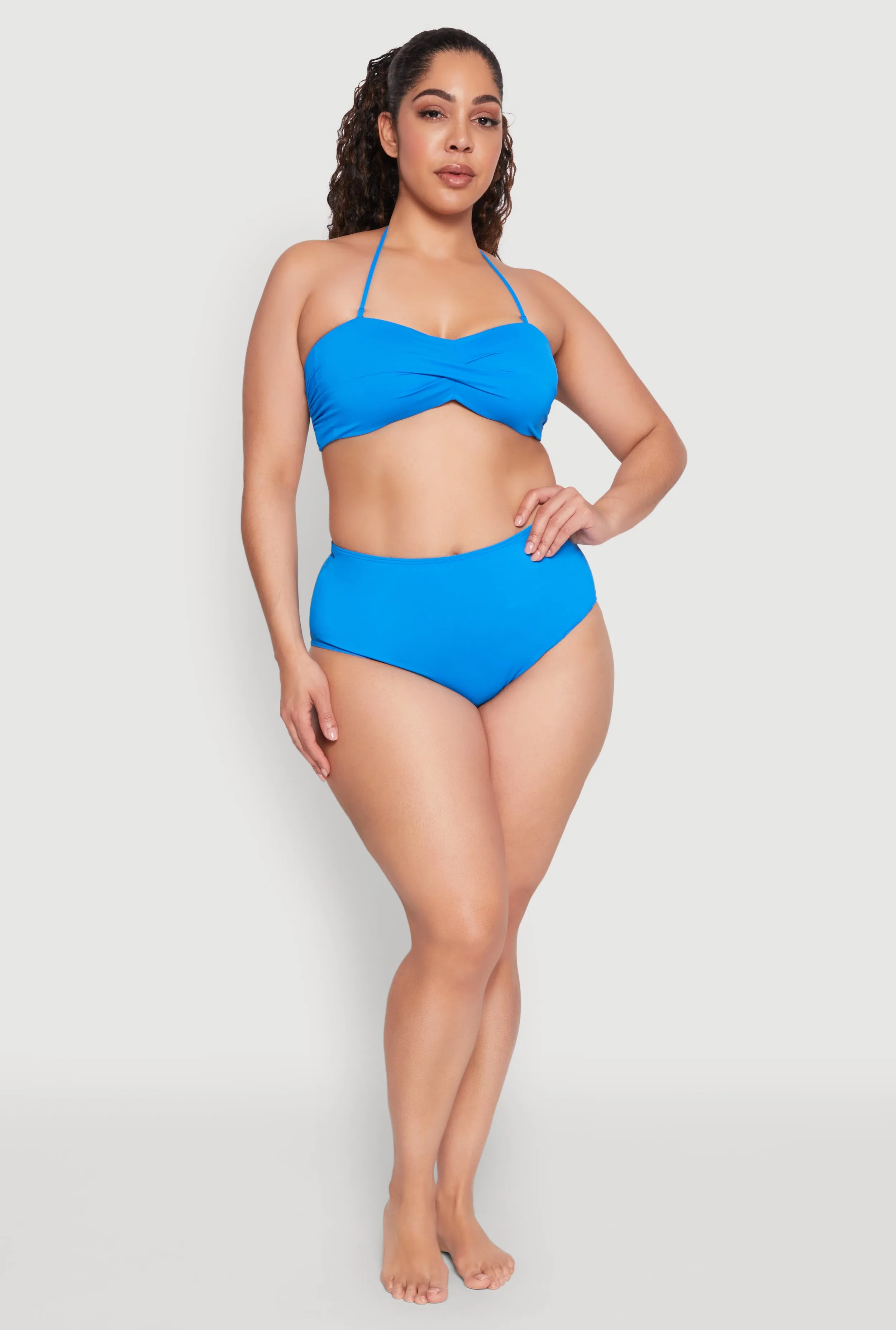 Low Profile Fastener Plus Size Convertible Twist Front Swim Bikini Top