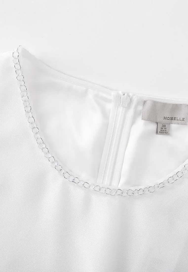 Airtight Zipper OdorControlTech White Landscape Embroidered Dress