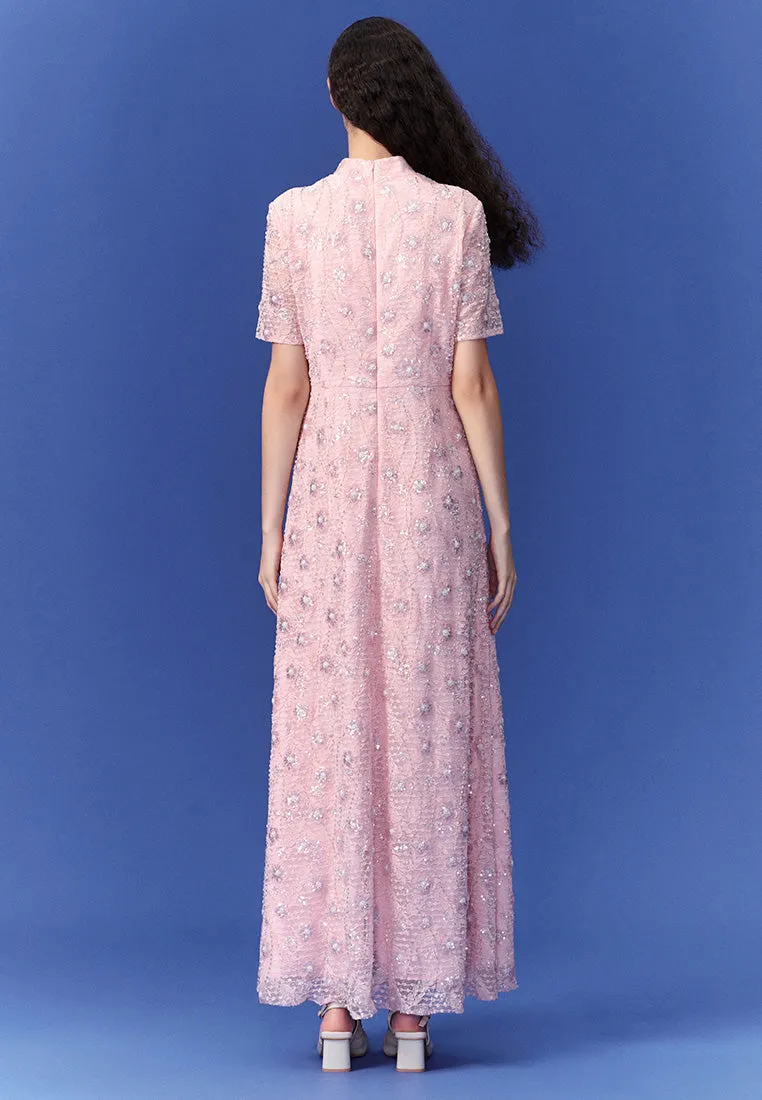 Stand Collar Lady's Dress Red Flash Skin Hug