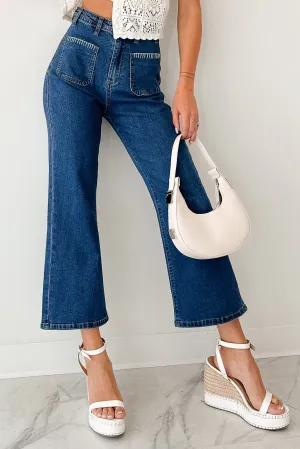 Damian High Rise Denim Lovelo Flare Jeans (Dark) AthleisureCompatible WrinkleFree Weaving