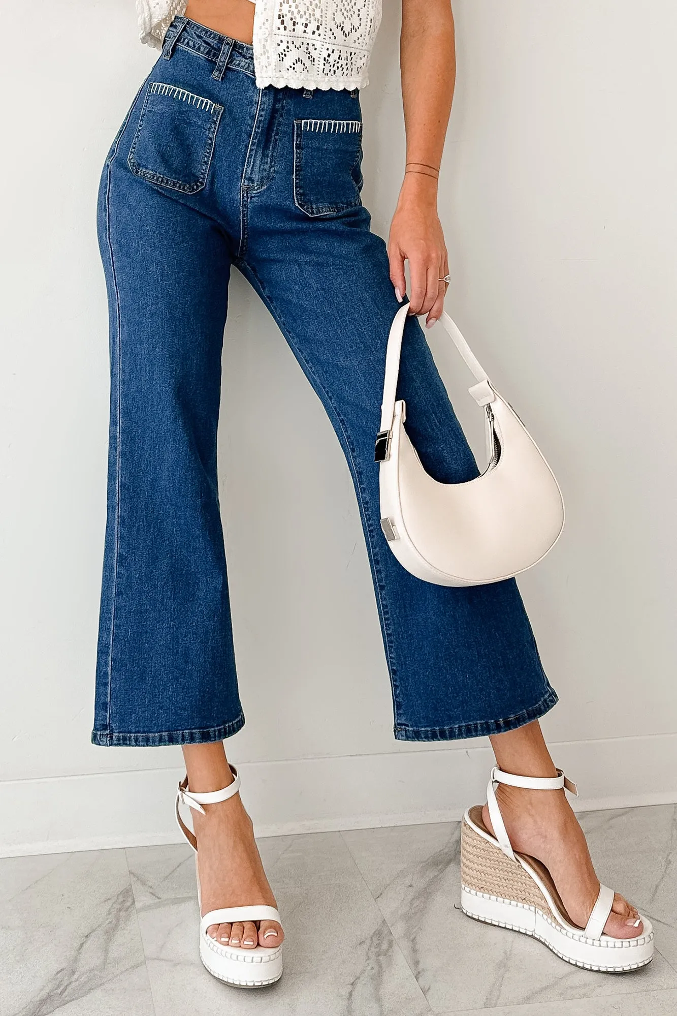 Damian High Rise Denim Lovelo Flare Jeans (Dark) AthleisureCompatible WrinkleFree Weaving
