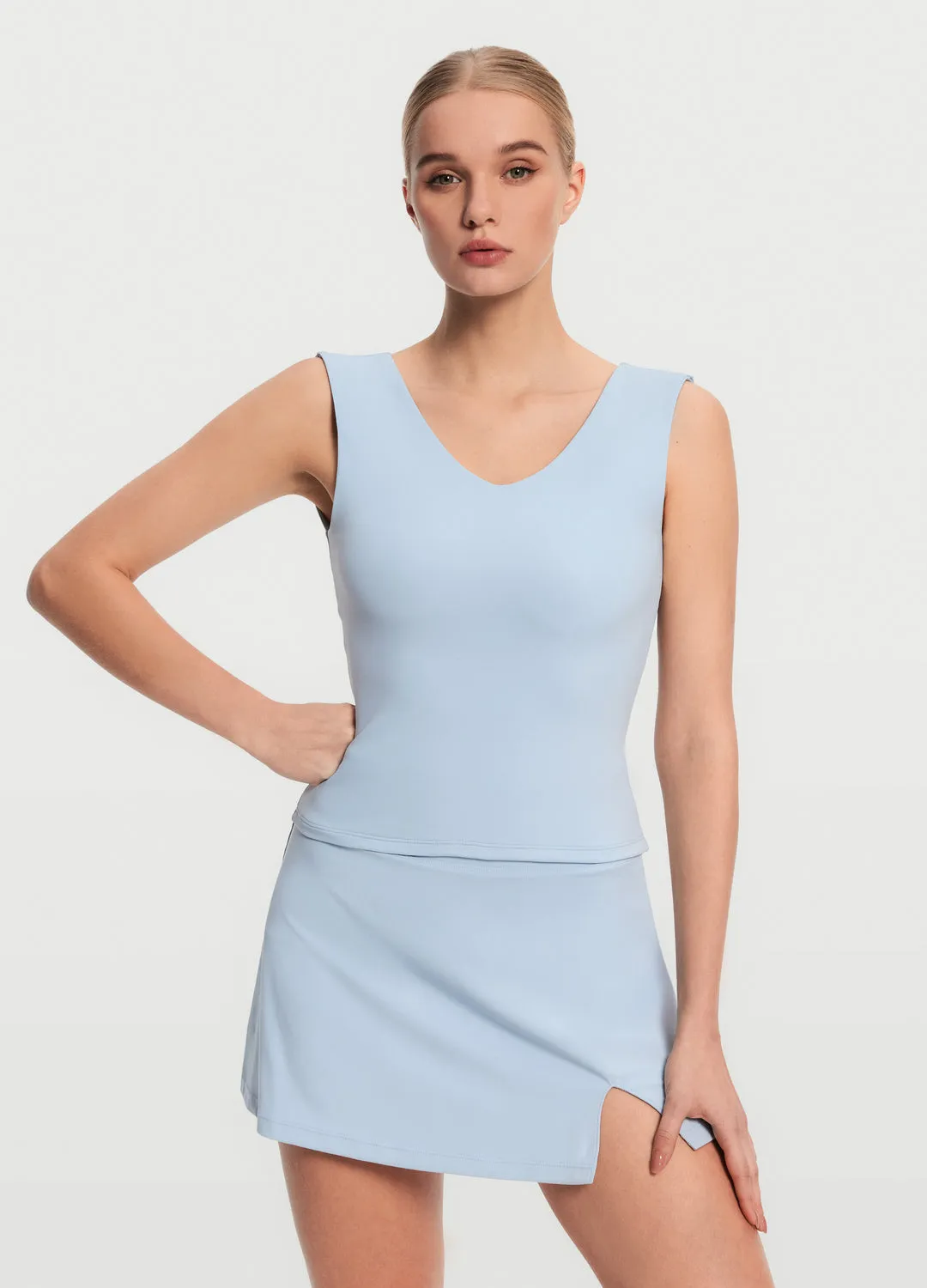 Open Back V-Neck Top Urban Coolness Easy Care Washing Cycle