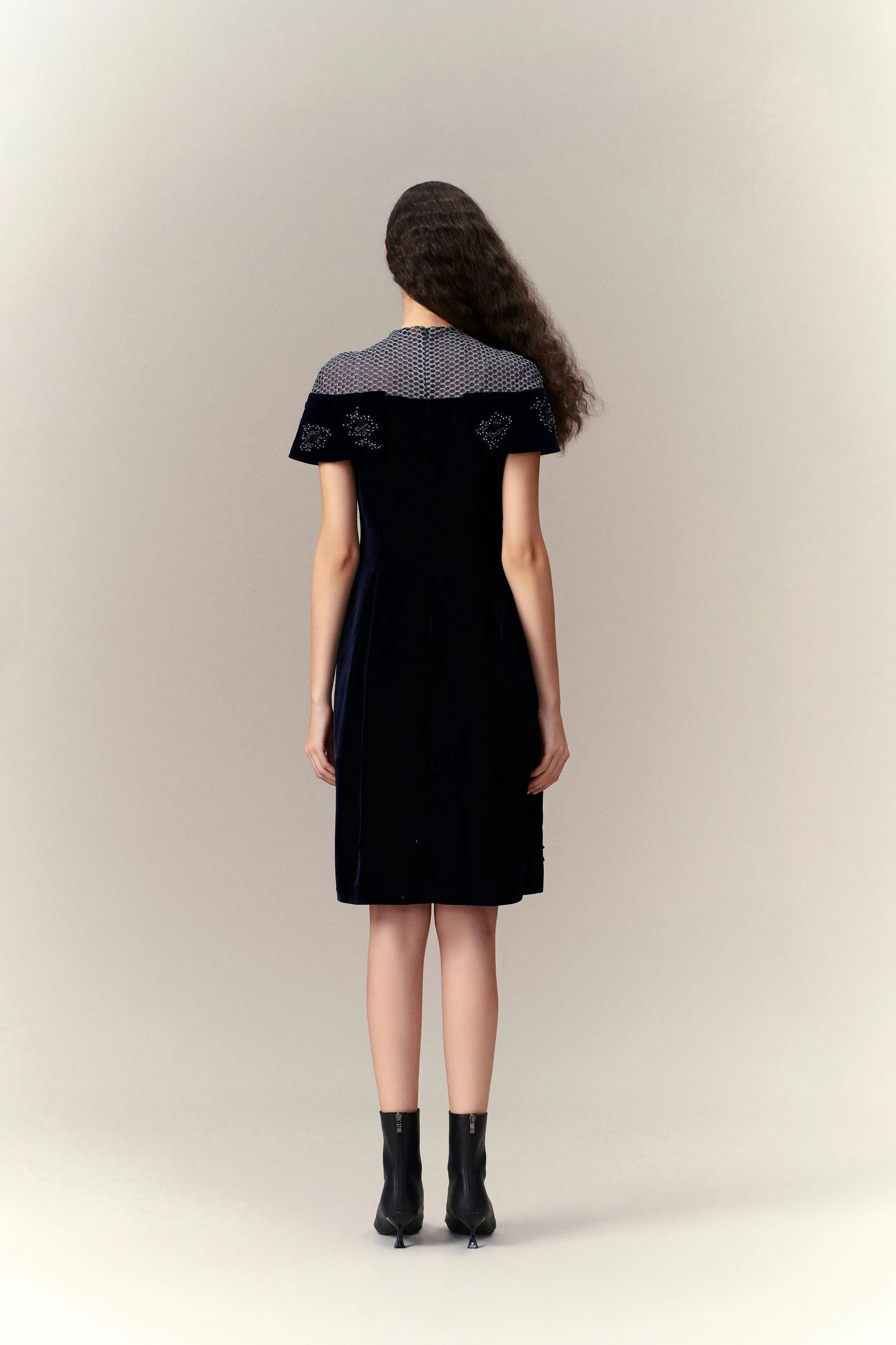 Exquisite Cape-detail Velvet Dress NonSlipTrims
