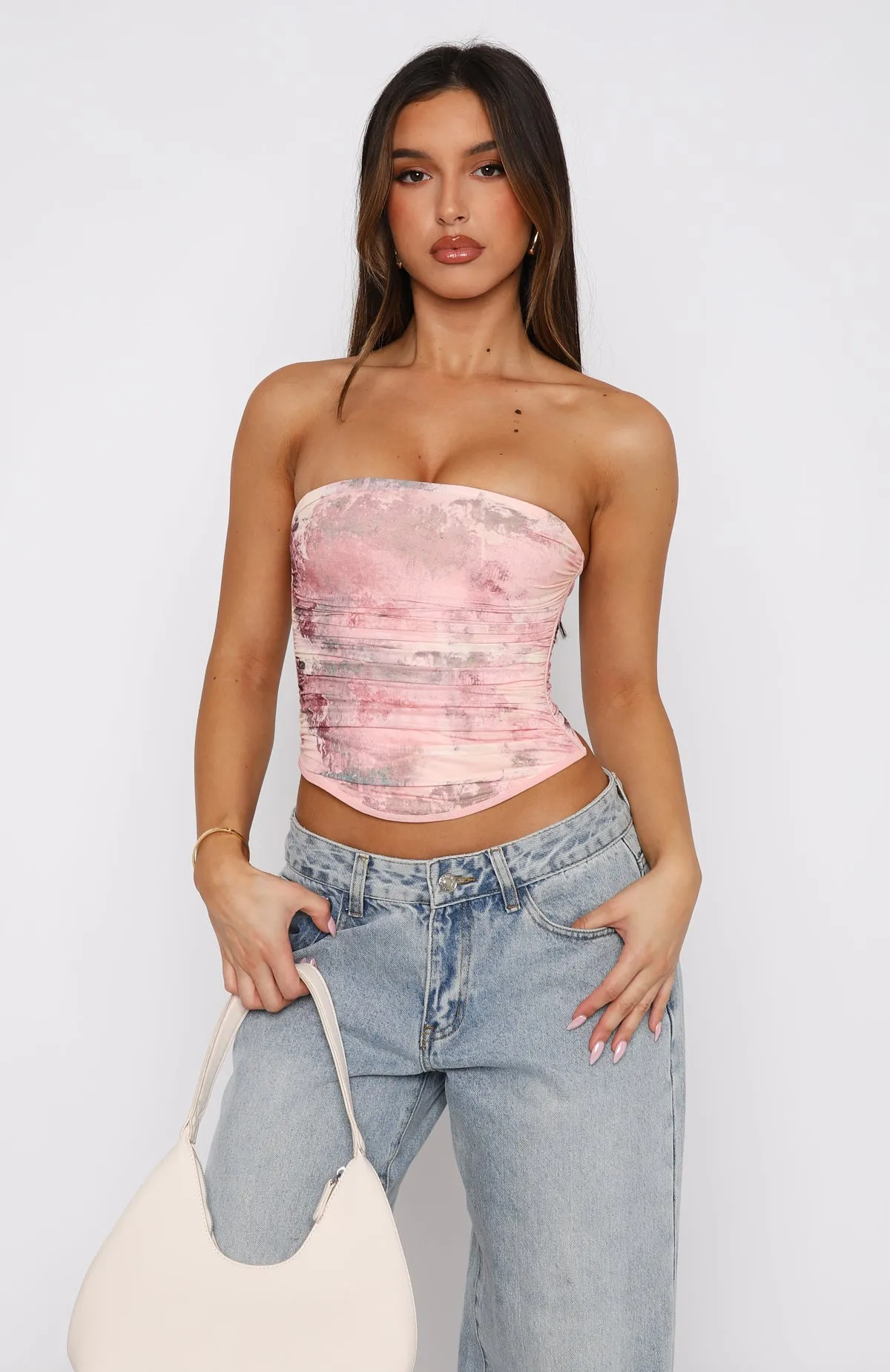 Buttery Soft Handfeel Give Me Notice Strapless Top Primrose Pink