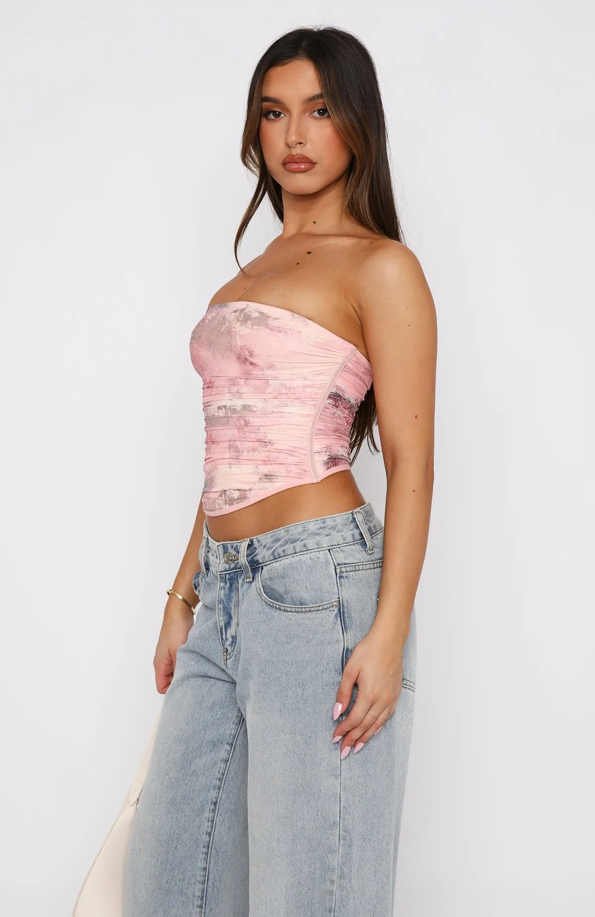 Layered Collar Give Me Notice Strapless Top Primrose Pink