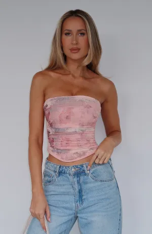 Quick Access Zipper Flexible Knit Fabric Give Me Notice Strapless Top Primrose Pink
