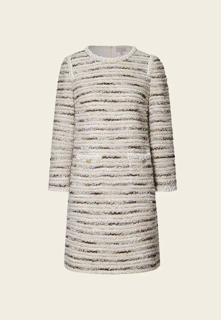 Striped Pocketed Tweed Dress Antibacterial lining StaticResistant