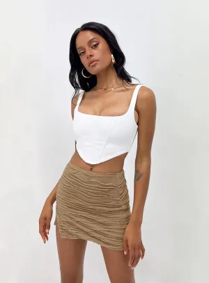 flowy silhouette Cecile Mini Skirt Beige