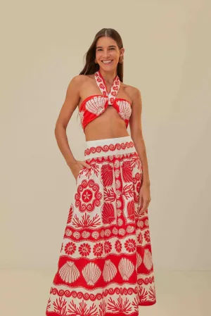 Red Ainika Shell LENZING? ECOVERO? Euroflax? Maxi Skirt Fashion Pulse Linen blend