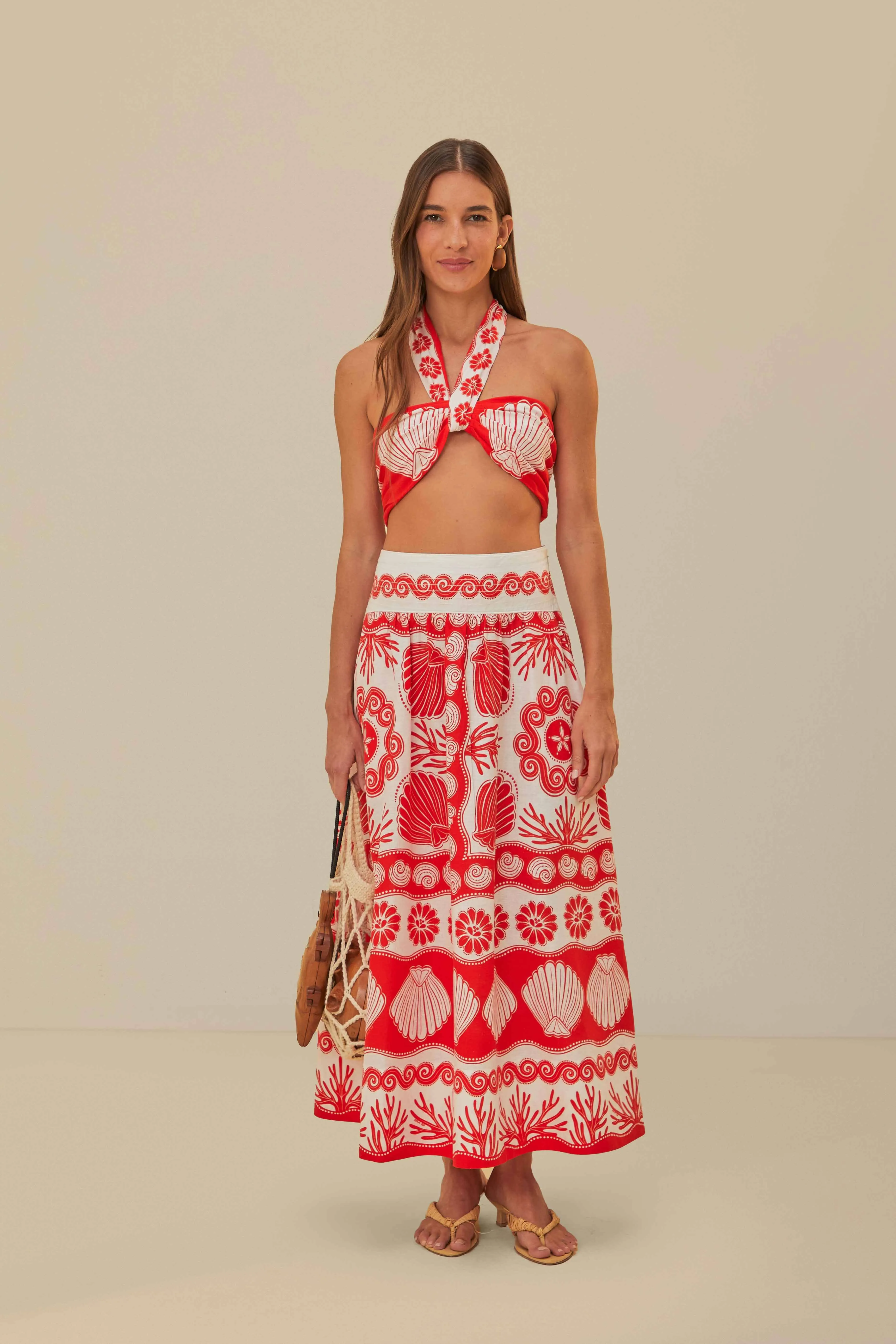 Mini length Red Ainika Shell LENZING? ECOVERO? Euroflax? Maxi Skirt