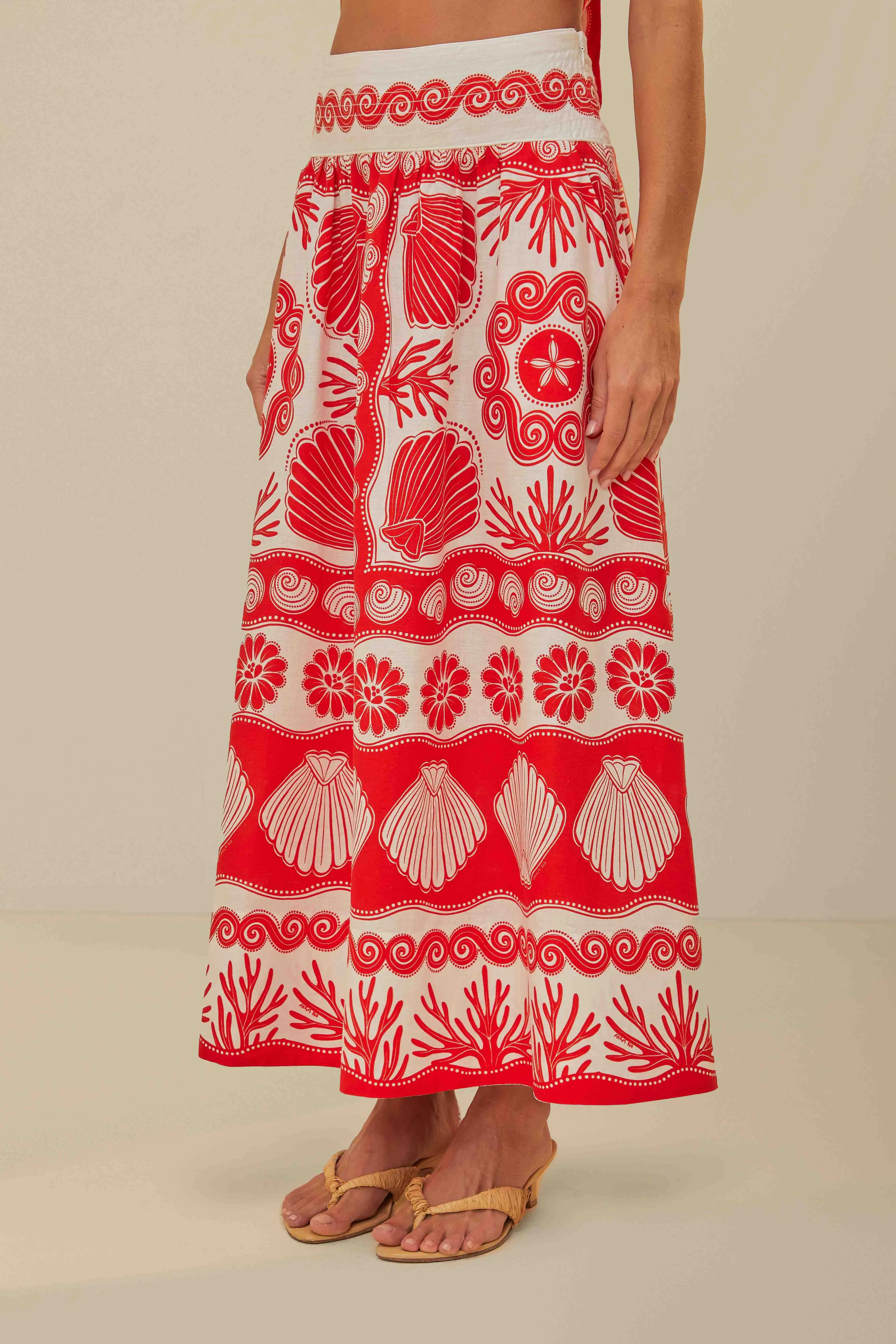 Red Ainika Shell LENZING? ECOVERO? Euroflax? Maxi Skirt Faux Leather