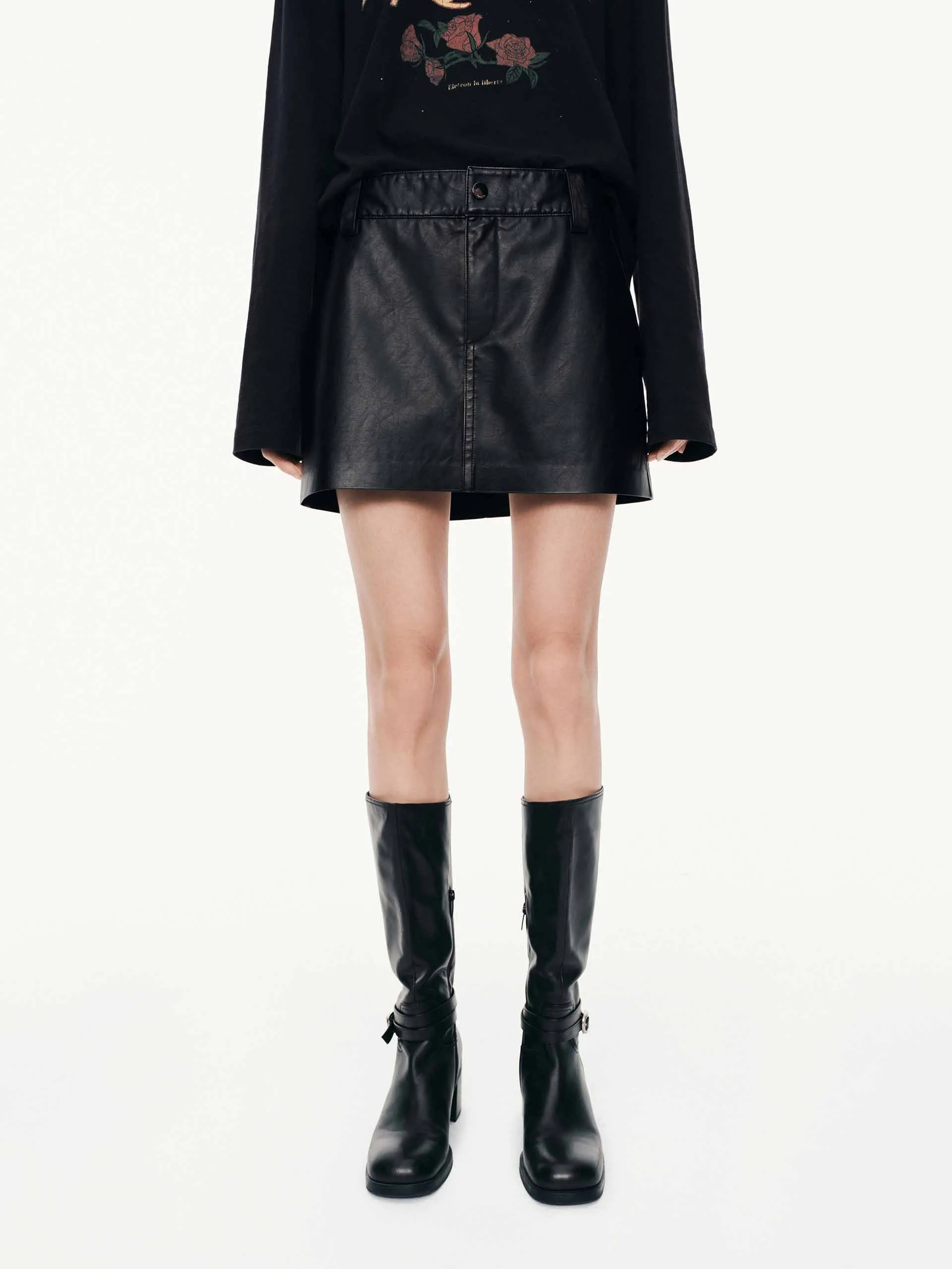 Leather Straight Cut Skirt Smart Comfort