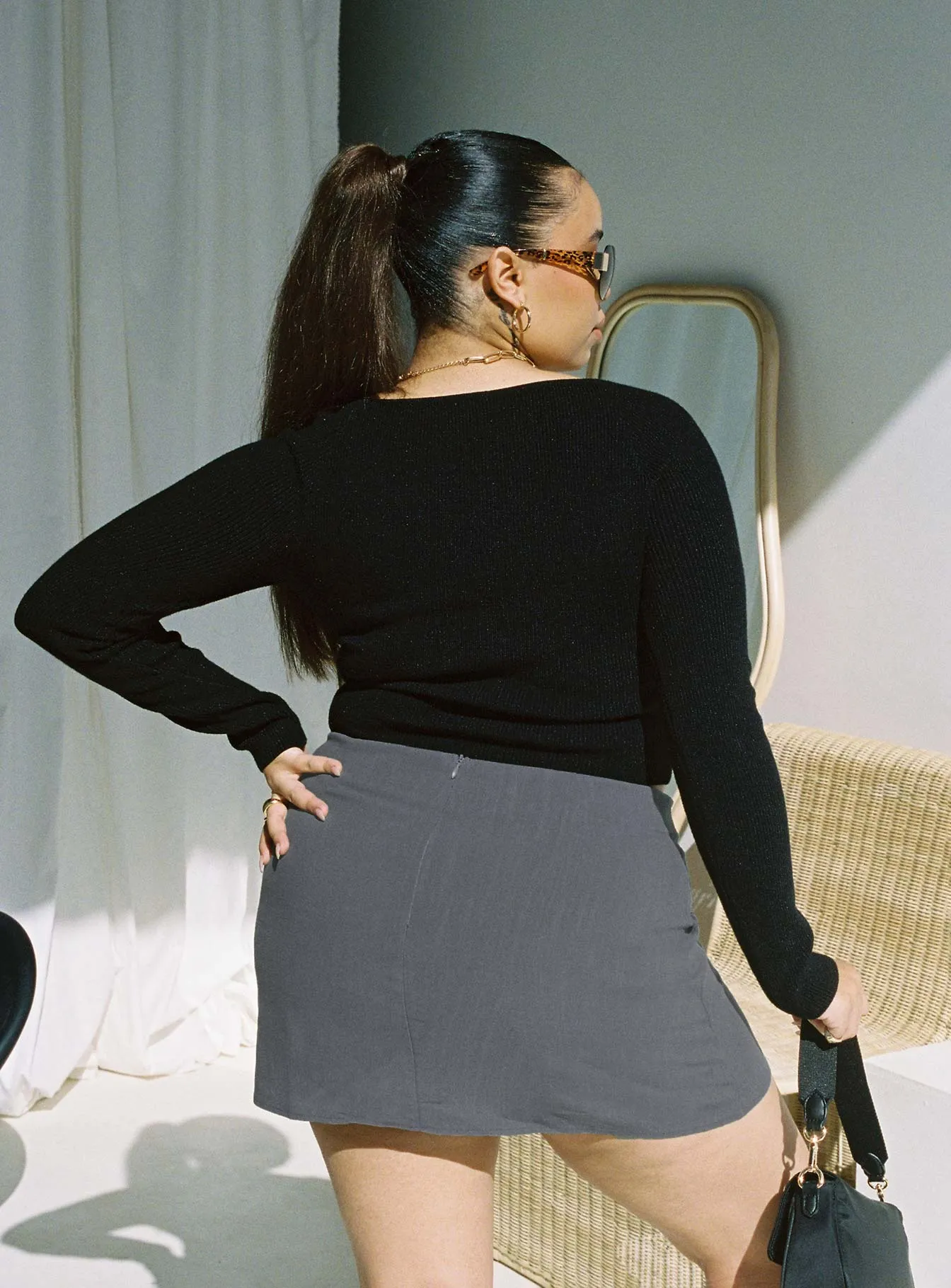 Versatile Outfit Refined Edge Selby Mini Skirt Grey Curve