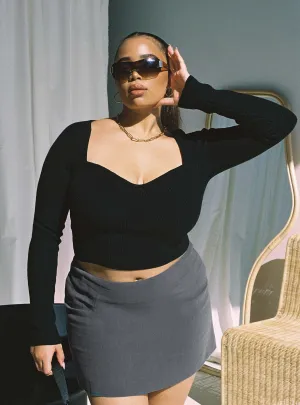 Selby Mini Skirt Grey Curve Key Feature Crisp Finish
