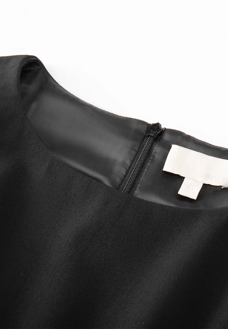 Sculptured Asymmetric Belted Sleeveless Dress Wave Core