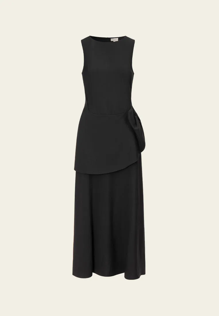 Sculptured Asymmetric Belted Sleeveless Dress Strong Edge QuickDryingTech