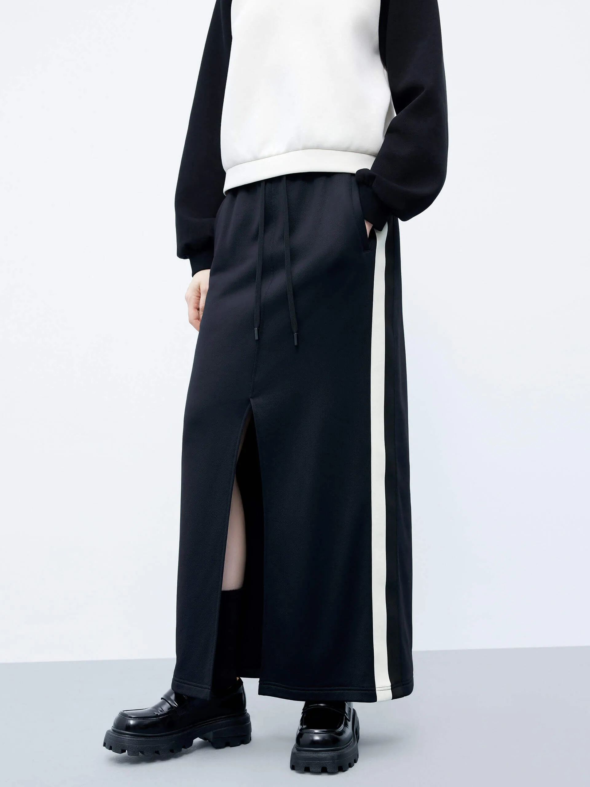 Drawstring Waist Slit Skirt Graceful Look Fashion Forward