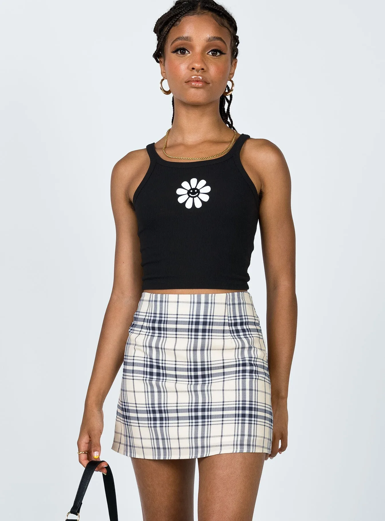 Gathered waist Selby Mini Skirt Yellow Plaid