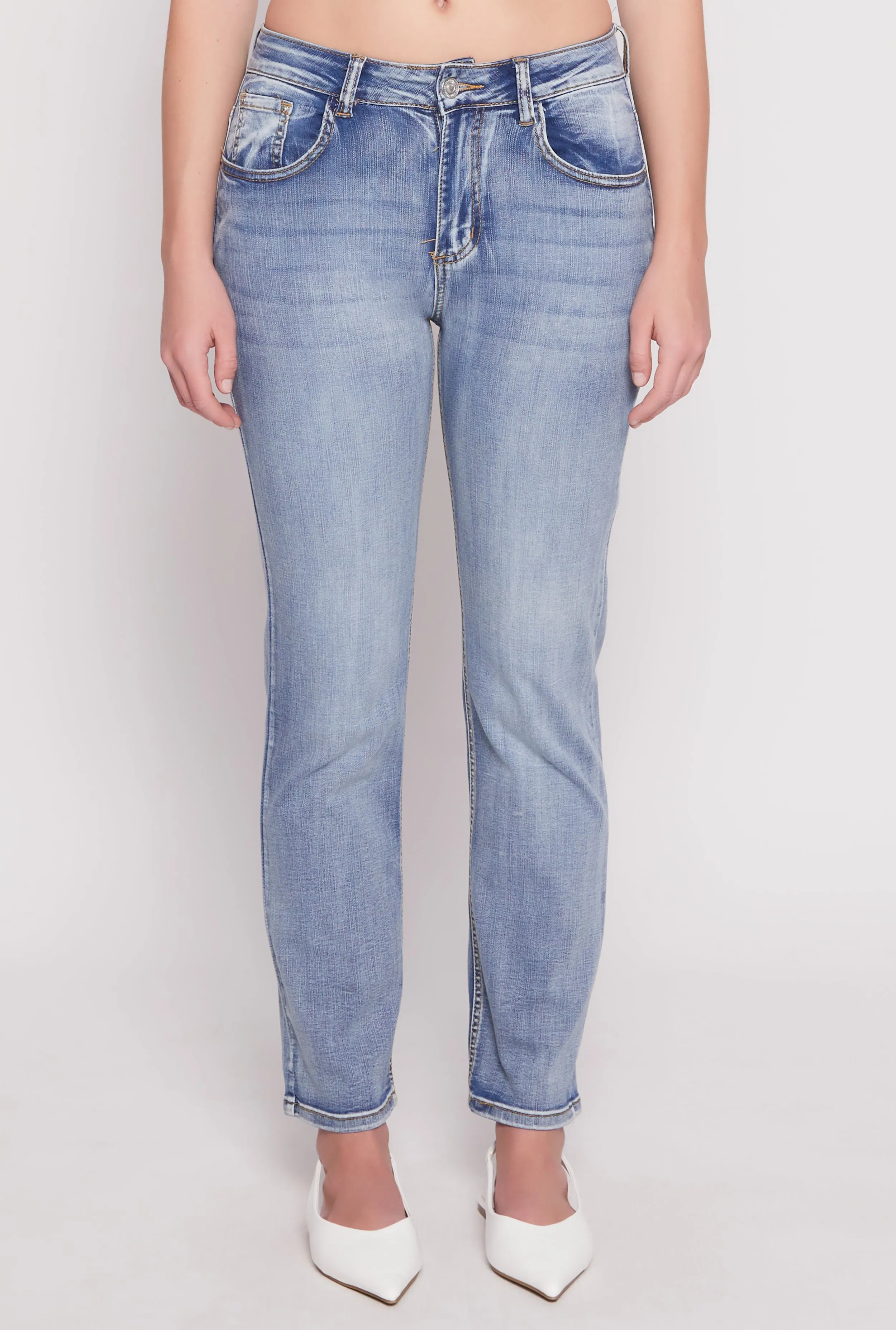 Festival Outfit Date Night Professional Wear WAX Straight Leg Whiskered Jeans