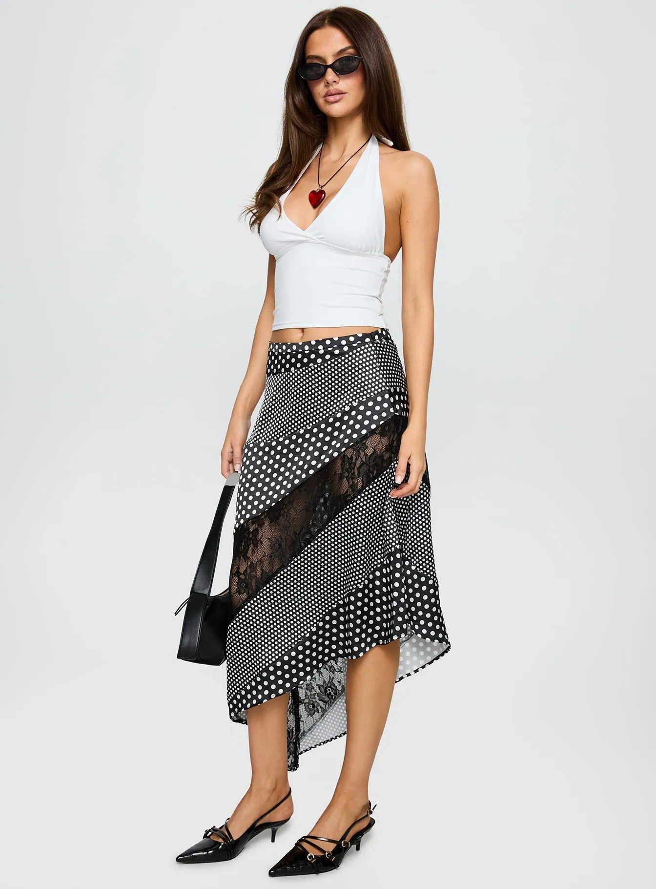 Midnight Memories Asymmetrical Midi Skirt Black Multi Unisex style Red Carpet Look