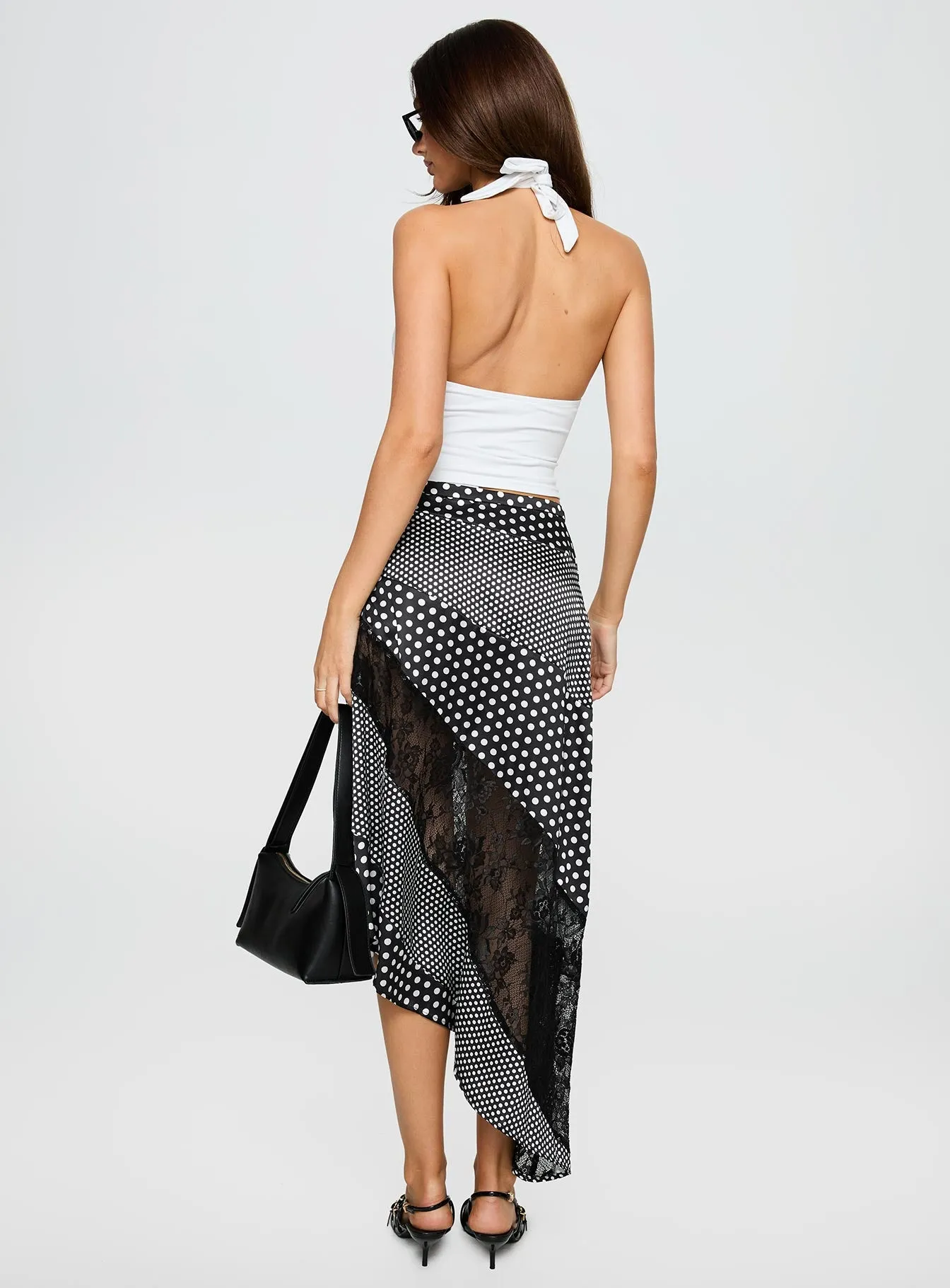 Sharp Look Midnight Memories Asymmetrical Midi Skirt Black Multi