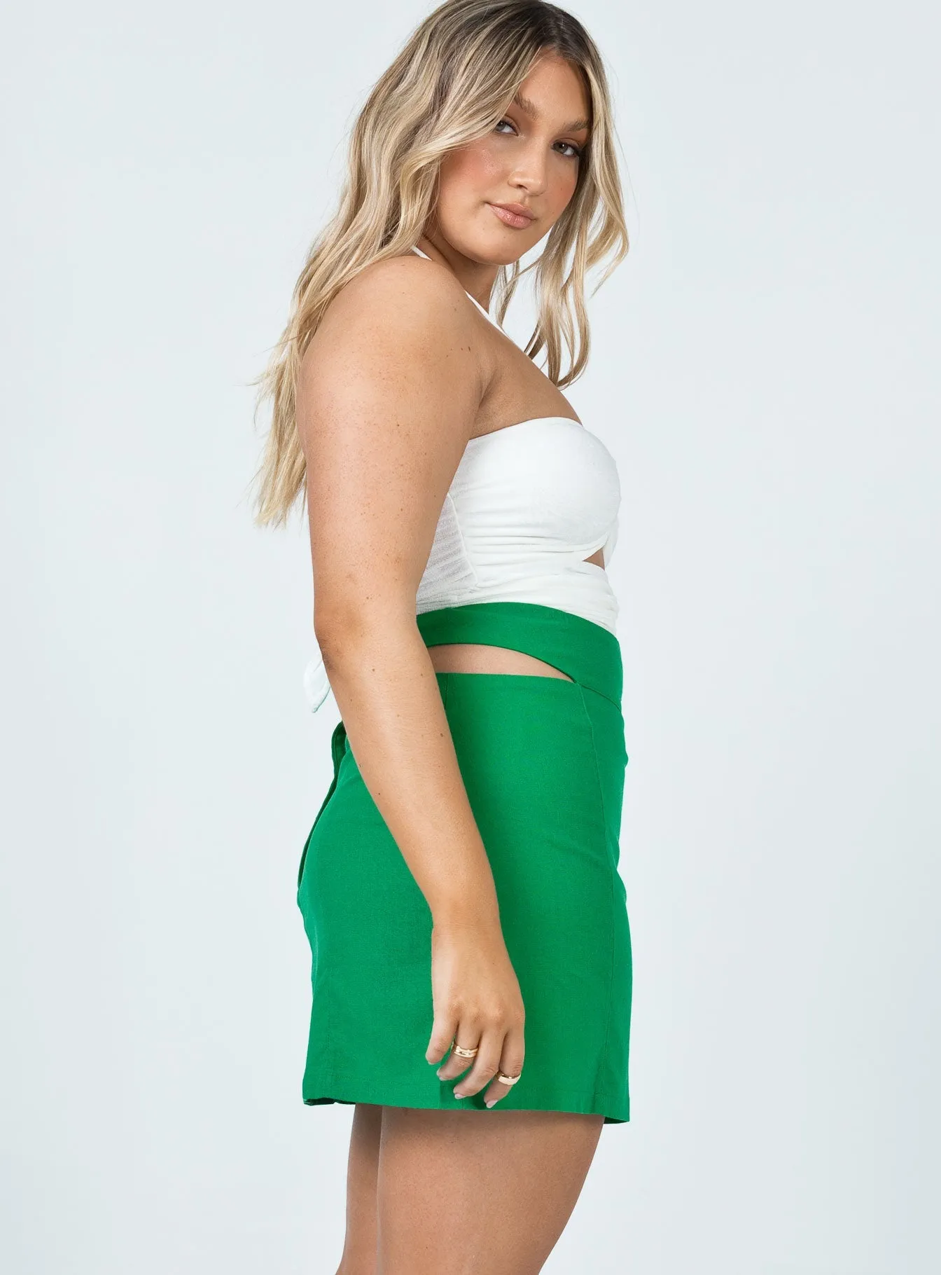 Amara Cut Out Mini Skirt Green Must Have Feature