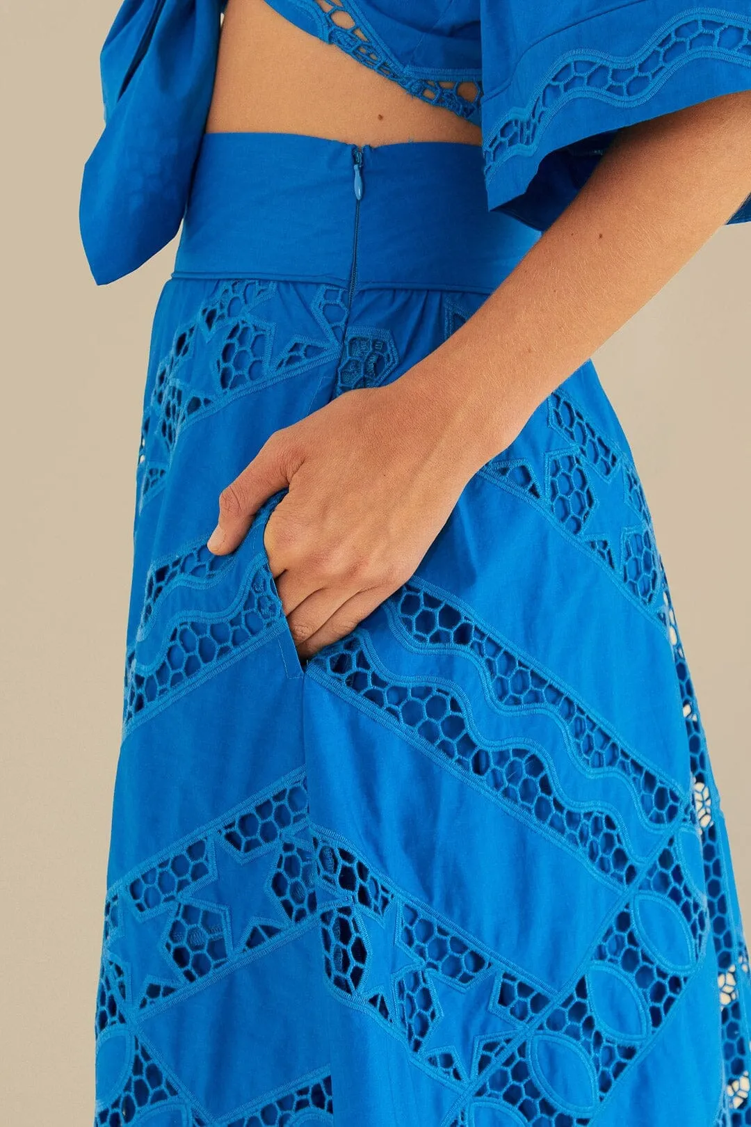 Urban Style hypoallergenic material Blue Striped Richelieu Midi Skirt