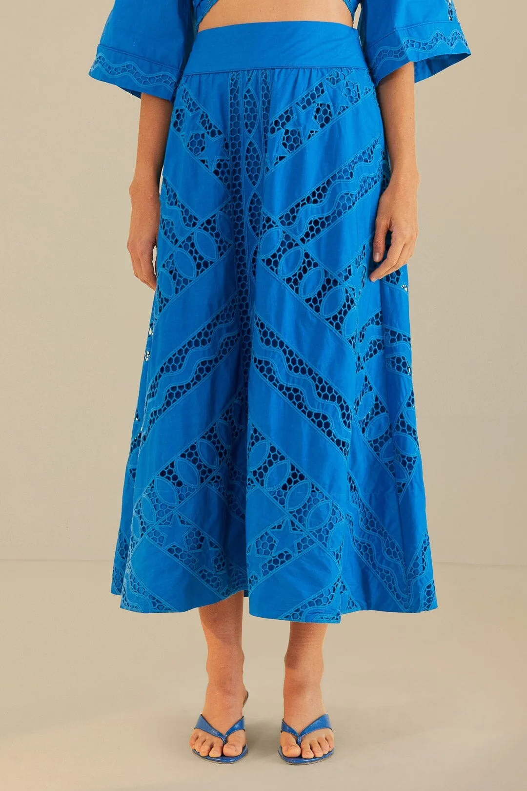 Blue Striped Richelieu Midi Skirt Active Wear Easy Fit