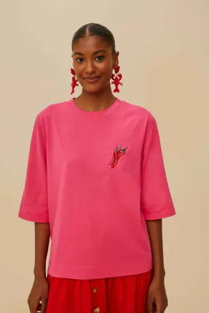 Pink Spicy Pepper Organic Cotton T-Shirt City Soul Thermal regulation