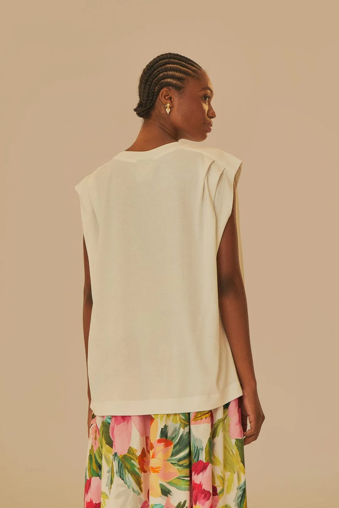 Off-White Farm Rio Pleat Organic Cotton T-Shirt Fine Weave