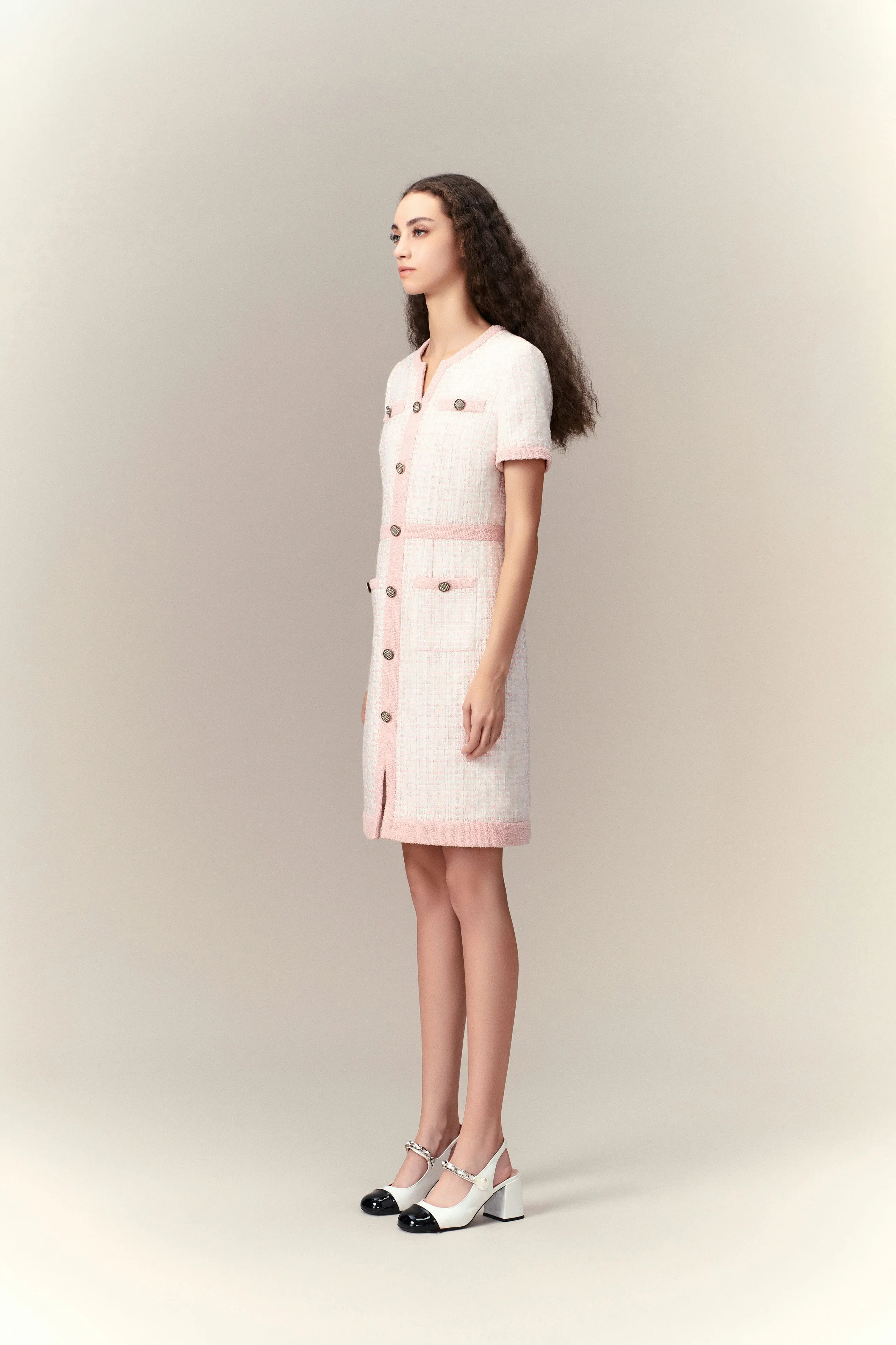 Strong Denim CompactPackableDesign Pink Lady Classic Tweed Dress