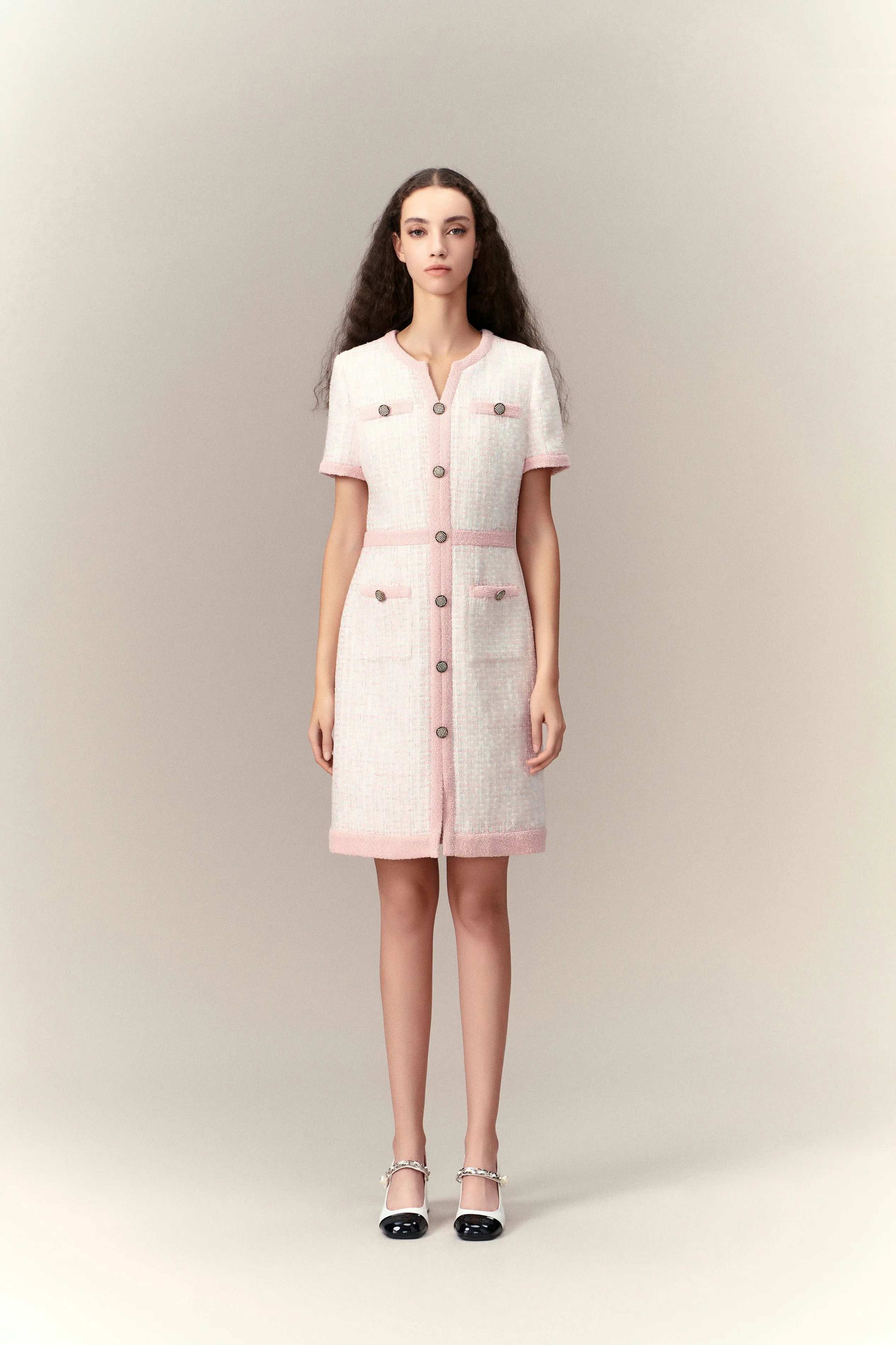 Pink Lady Classic Tweed Dress Flight Fit Zipper Closure