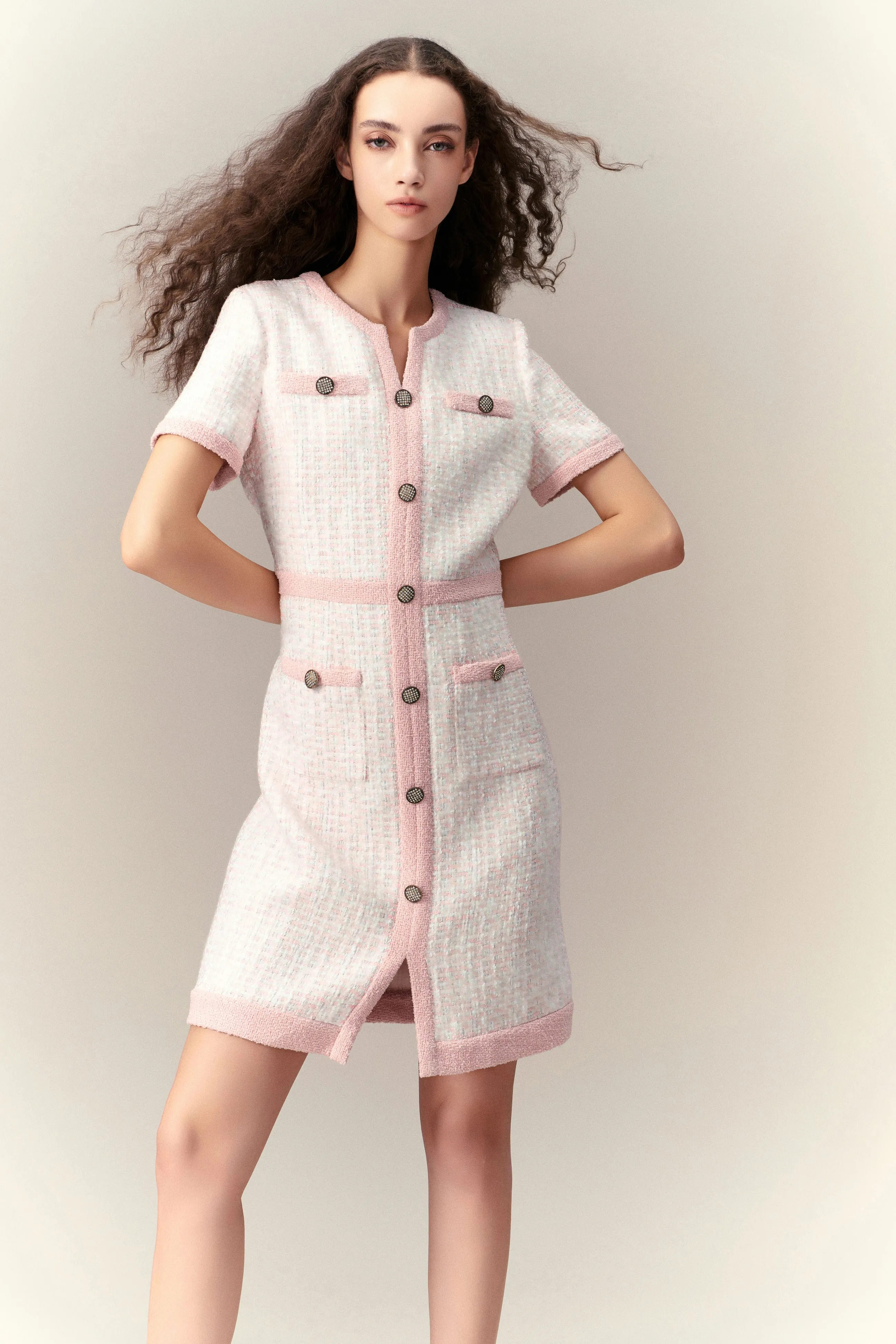 Pink Lady Classic Tweed Dress QuickPackable Design City Beat