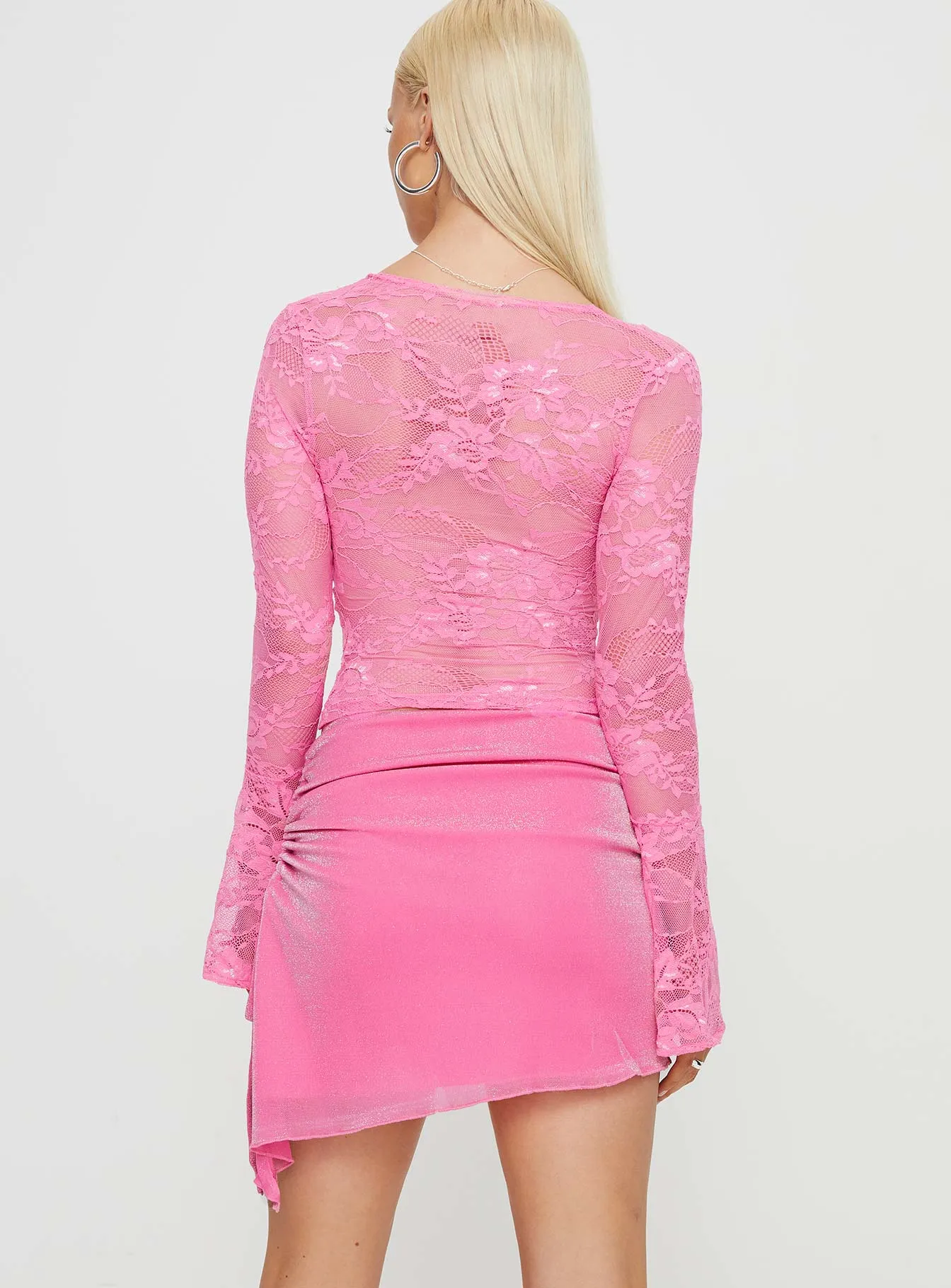 Style Essential Donelli Asymmetric Mini Skirt Pink