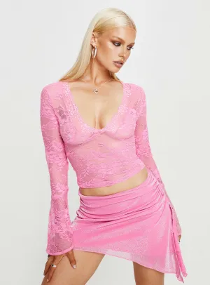 Twist Front Design Functional Detail Donelli Asymmetric Mini Skirt Pink
